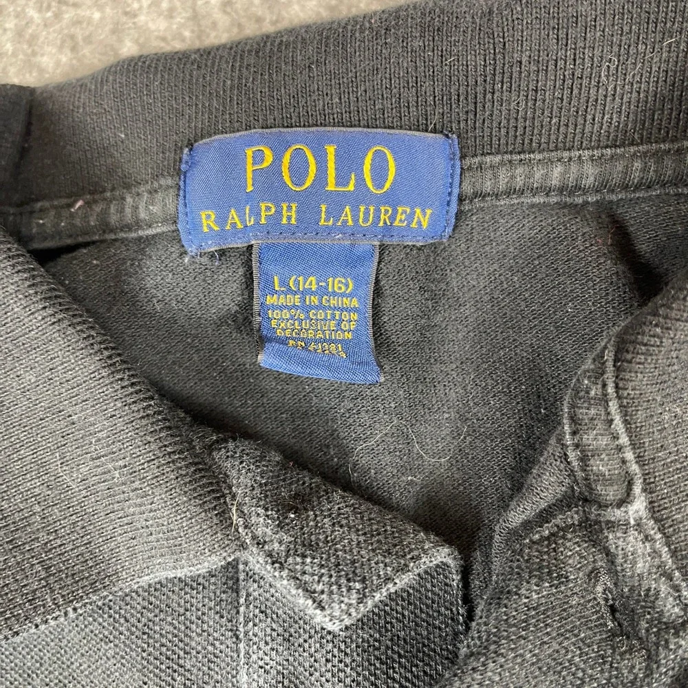Polo Ralph Lauren Polo Shirt Boys Lg 14-16 Black Short Sleeve Pique Red Pony‎